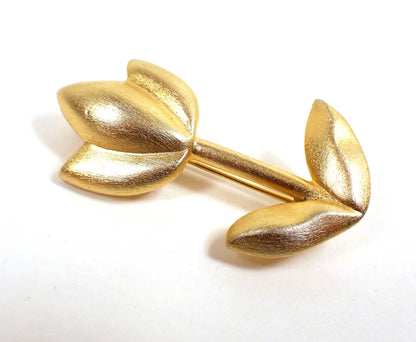Matte Gold Tone Vintage Flower Brooch Pin