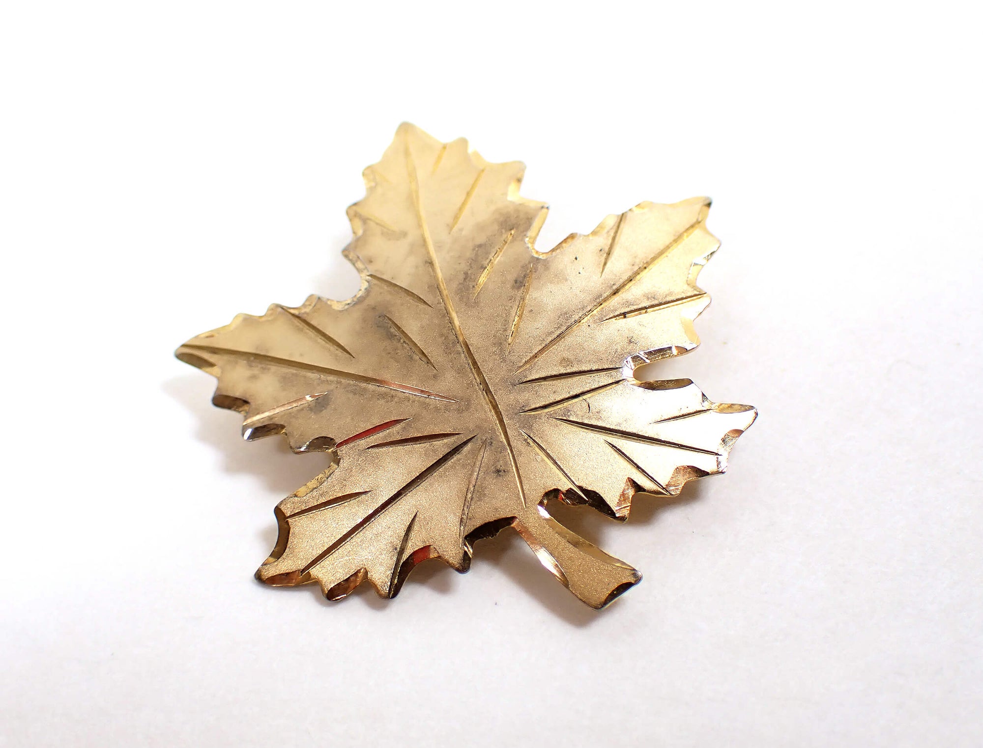 Vermeil Vintage Maple Leaf Broche Pin, Bond Boyd, Retro 1970s