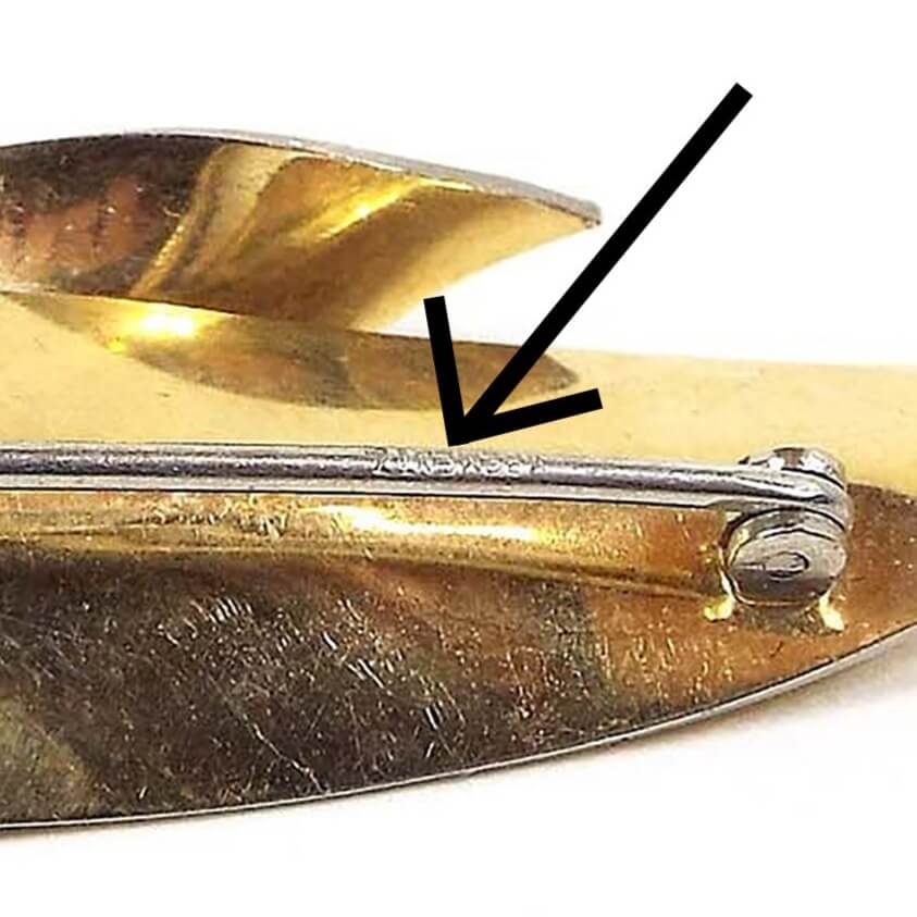 Broche de hoja vintage Krementz, tono dorado, mediados del siglo 1960, moda de otoño