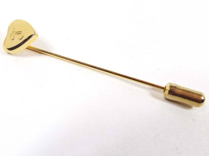 Vintage Heart Stick Pin with Engraved Letter Initial T
