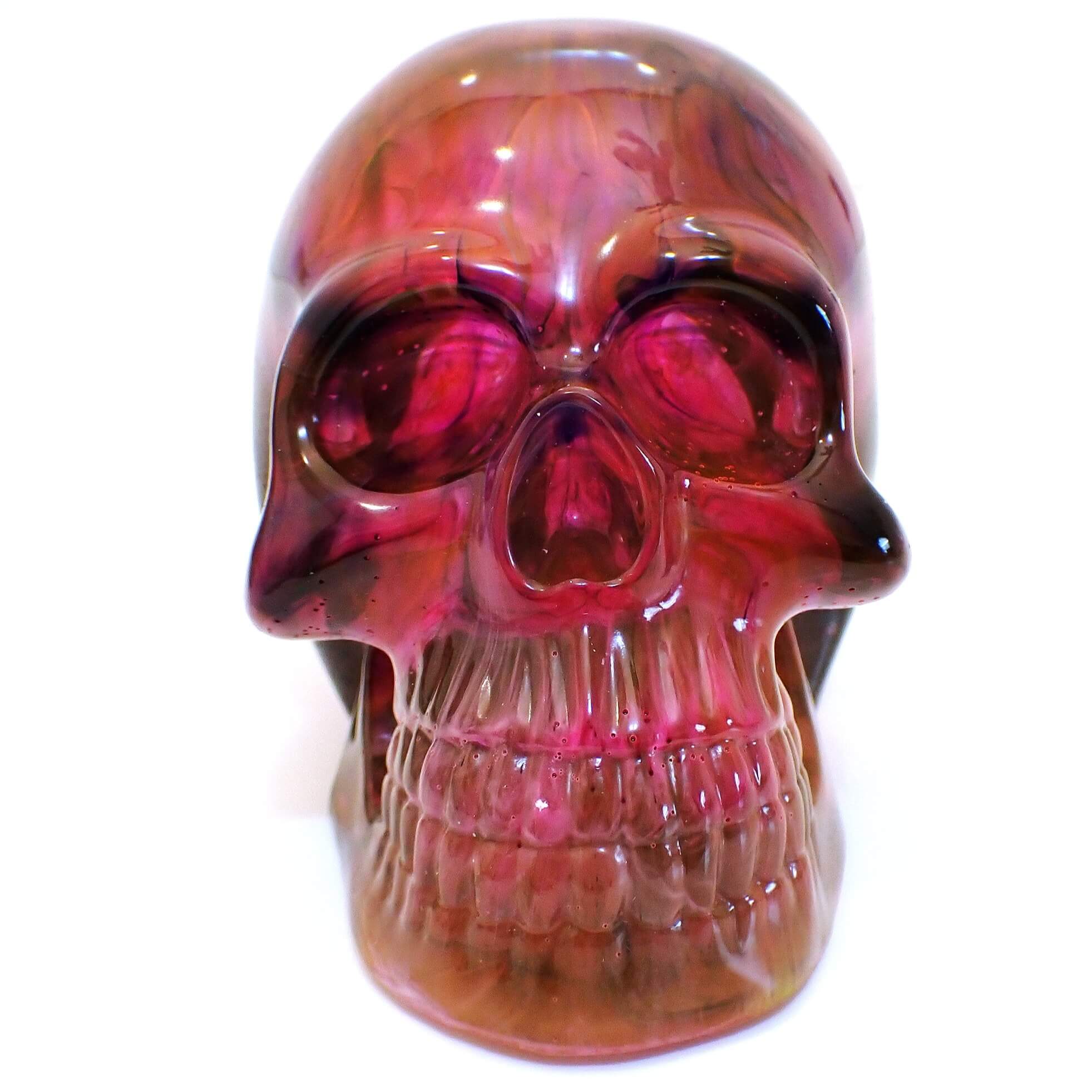 Large Neon Multi Color Swirl Handmade Resin Skull