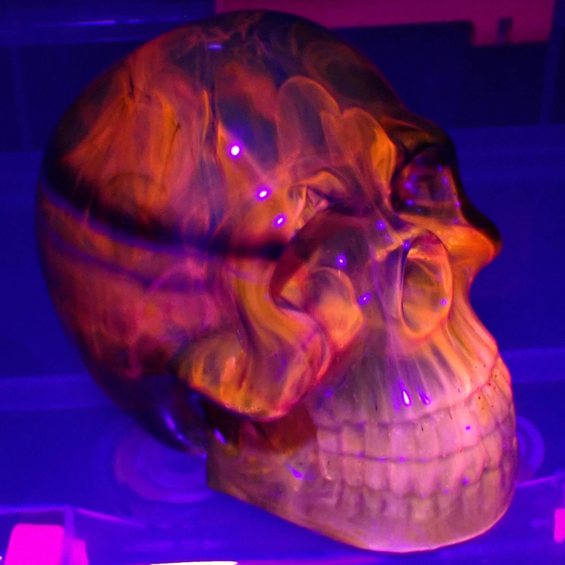 Large Neon Multi Color Swirl Handmade Resin Skull
