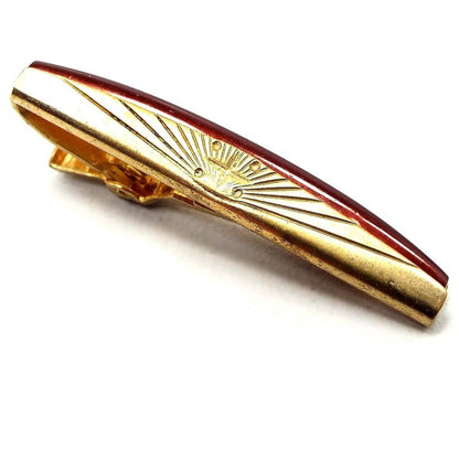 Modernist Style Gold Tone and Red Vintage Tie Clip Clasp