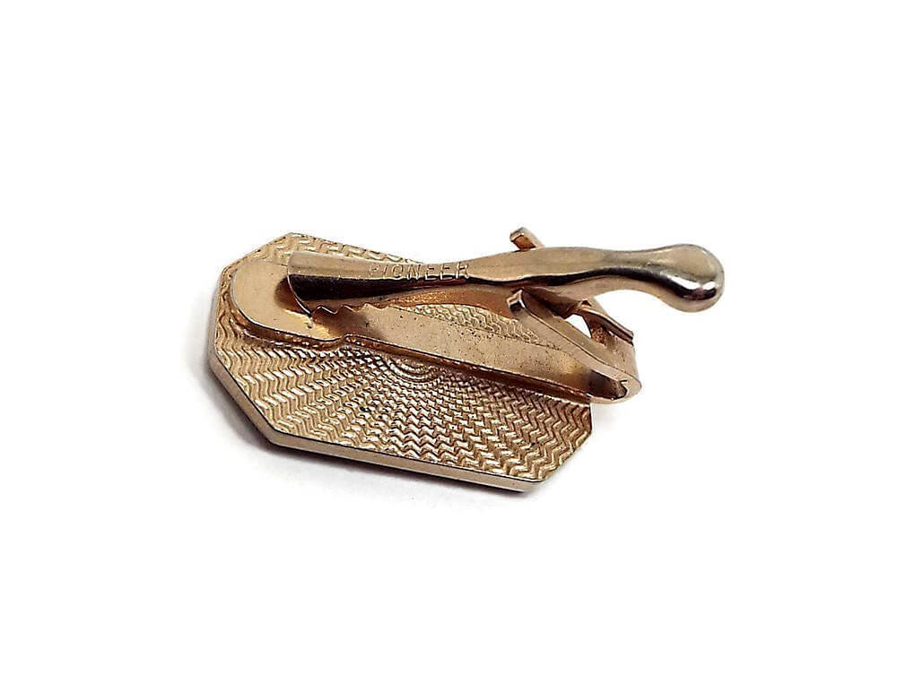 Pioneer Black Painted Octagon Vintage Tie Clip Clasp