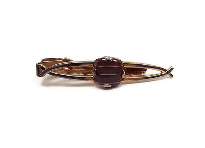 Anson Vintage Fancy Brown Glass Tie Clip Clasp