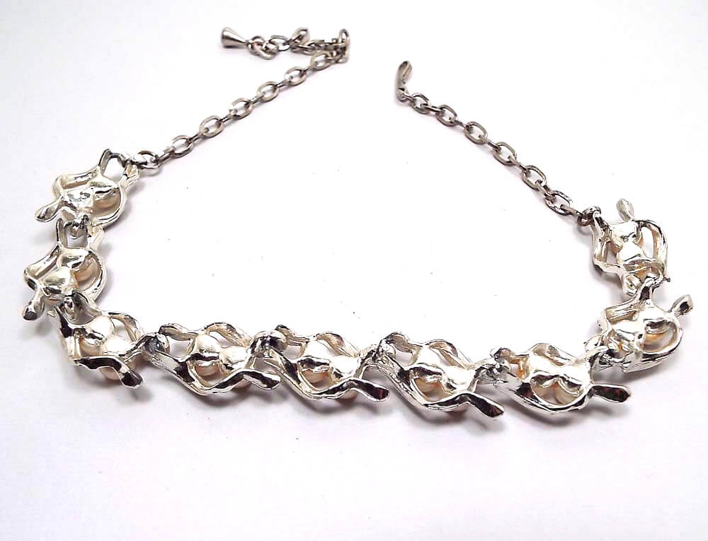 Faux Pearl Vintage Link Necklace