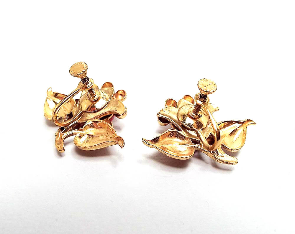 Pendientes Vintage Flor Rosa Vermeil