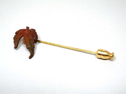 Enameled Leaf Vintage Stick Pin