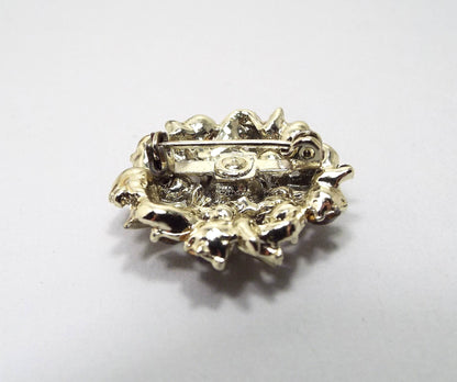 Smaller Sized Brown Rhinestone Vintage Brooch Pin