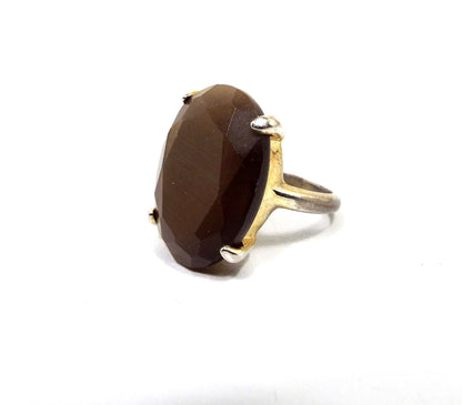 Large Brown Vintage Faux Cats Eye Ring