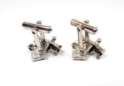 Hillbilly by Outhouse Novelty Vintage Cufflinks, Humorous Gag Gift Cuff Links