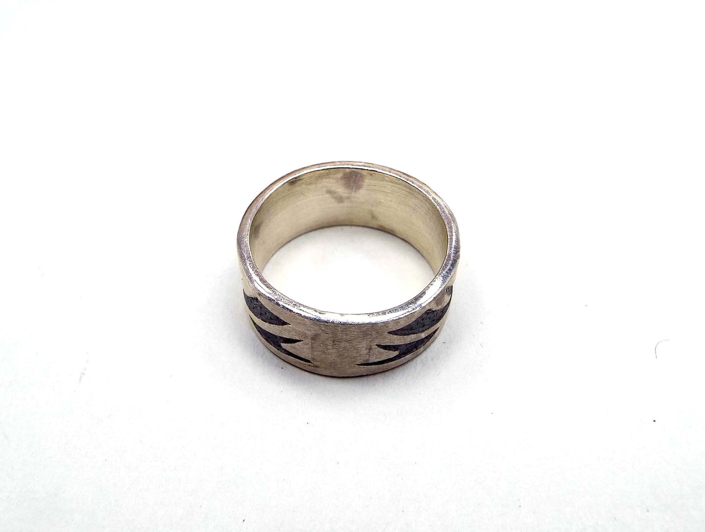 Size 10 Wide Sterling Silver Tribal Vintage Band Ring