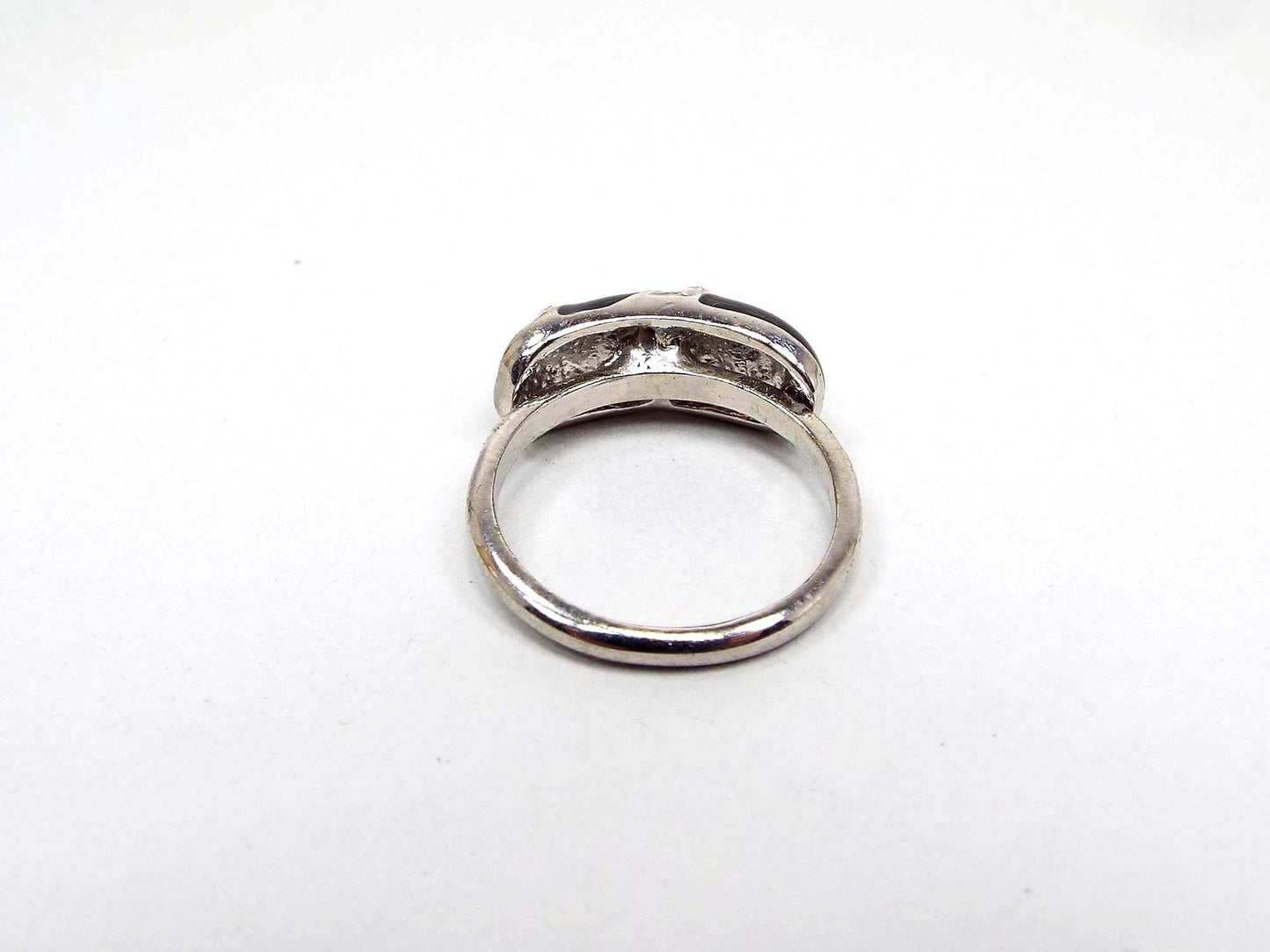 Black Enameled Vintage Rhinestone Ring