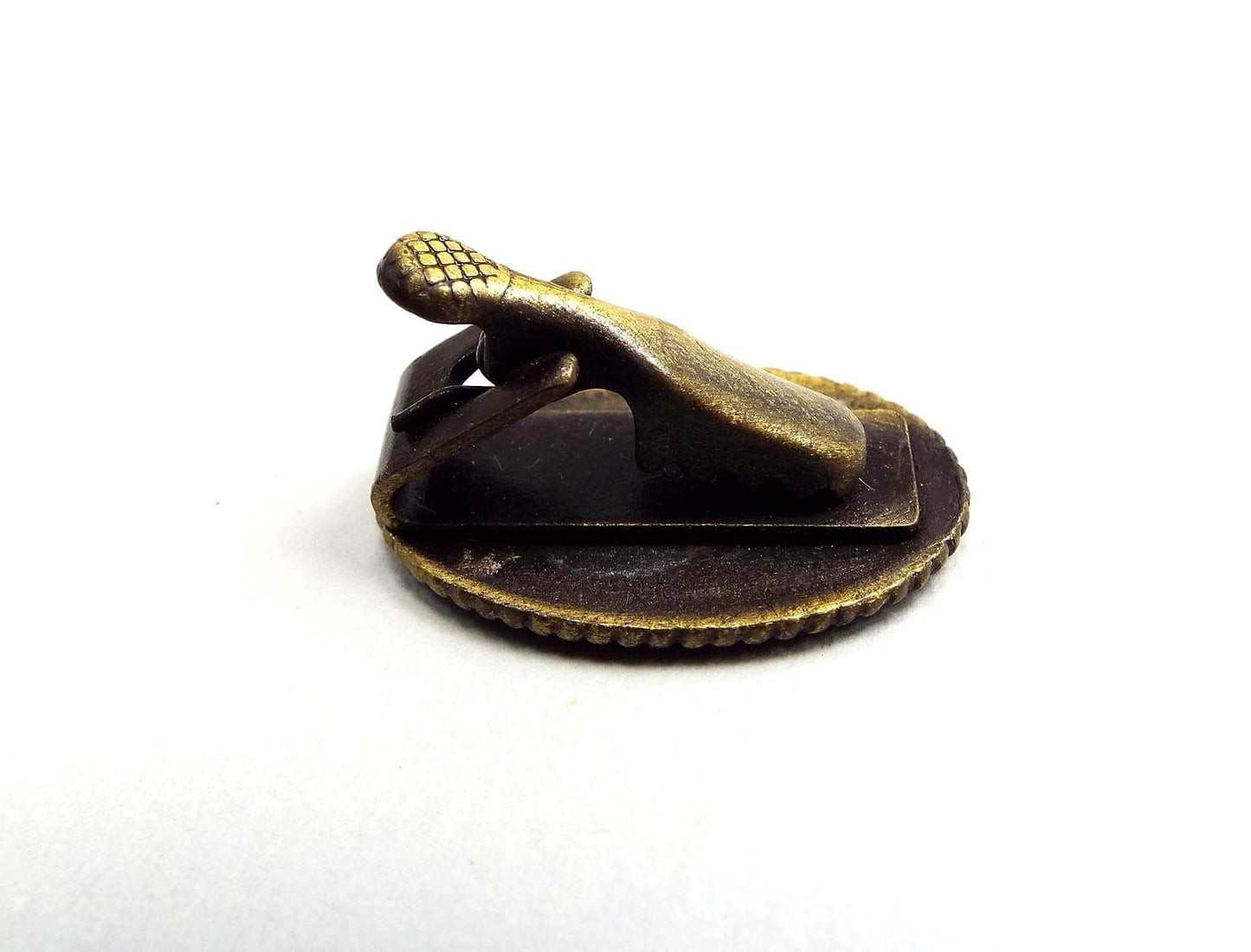 Small Oval Vintage Antiqued Brass Tie Clip Clasp