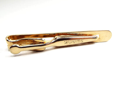 Swank Long Vintage Tie Clip Clasp with Curled End Design
