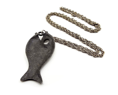 Pewter Fish Vintage Pendant Necklace