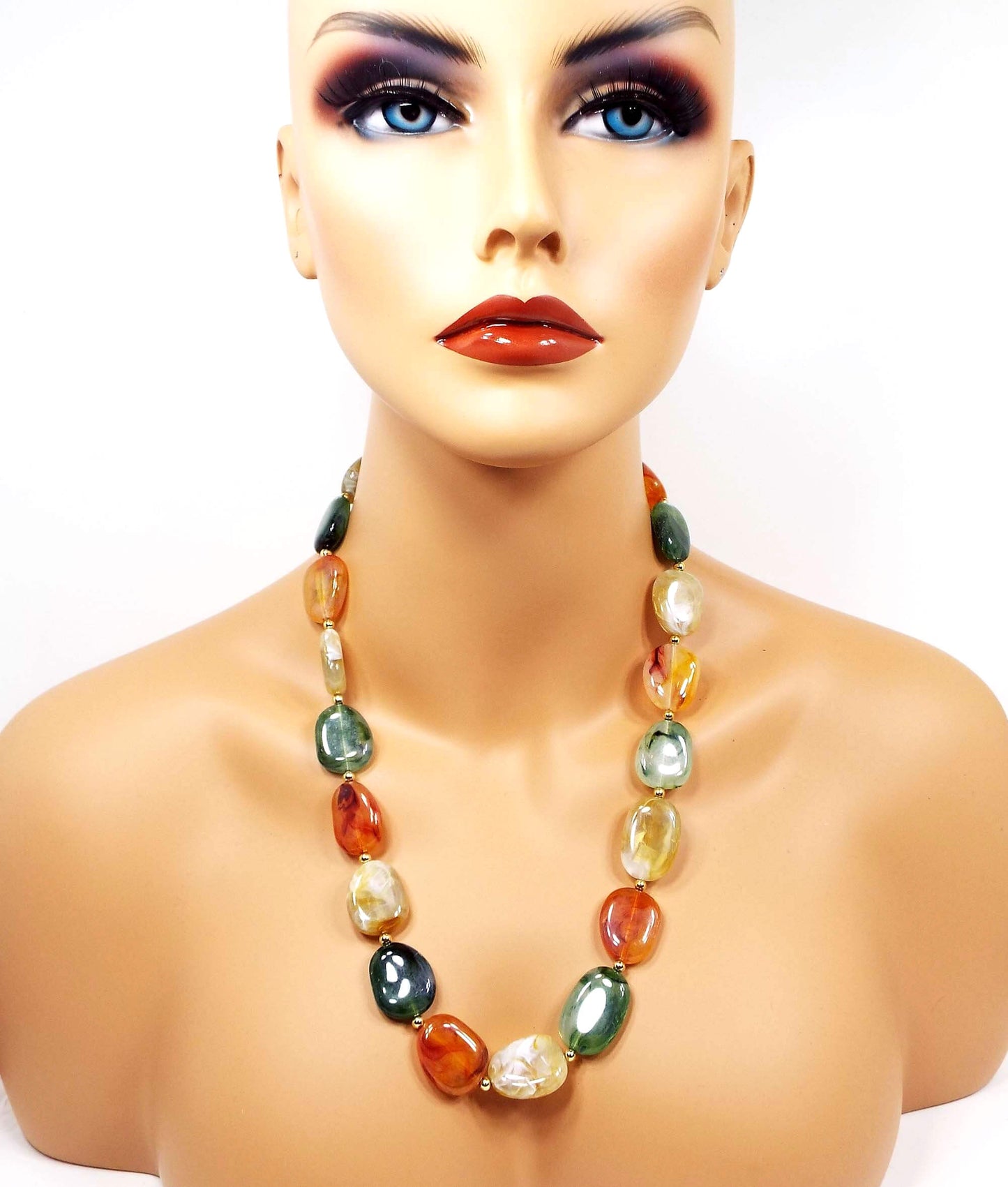 Multi Color Lucite Beaded Vintage Necklace