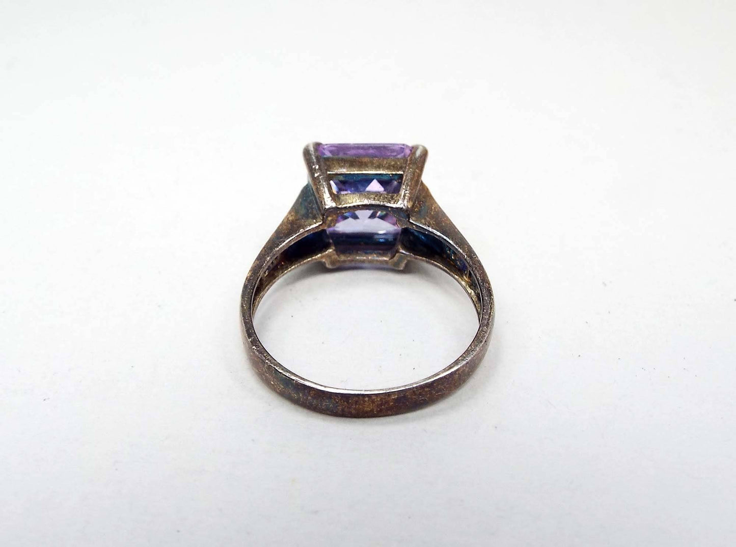 Sterling Silver Vintage Purple Cubic Zirconia Solitaire Ring