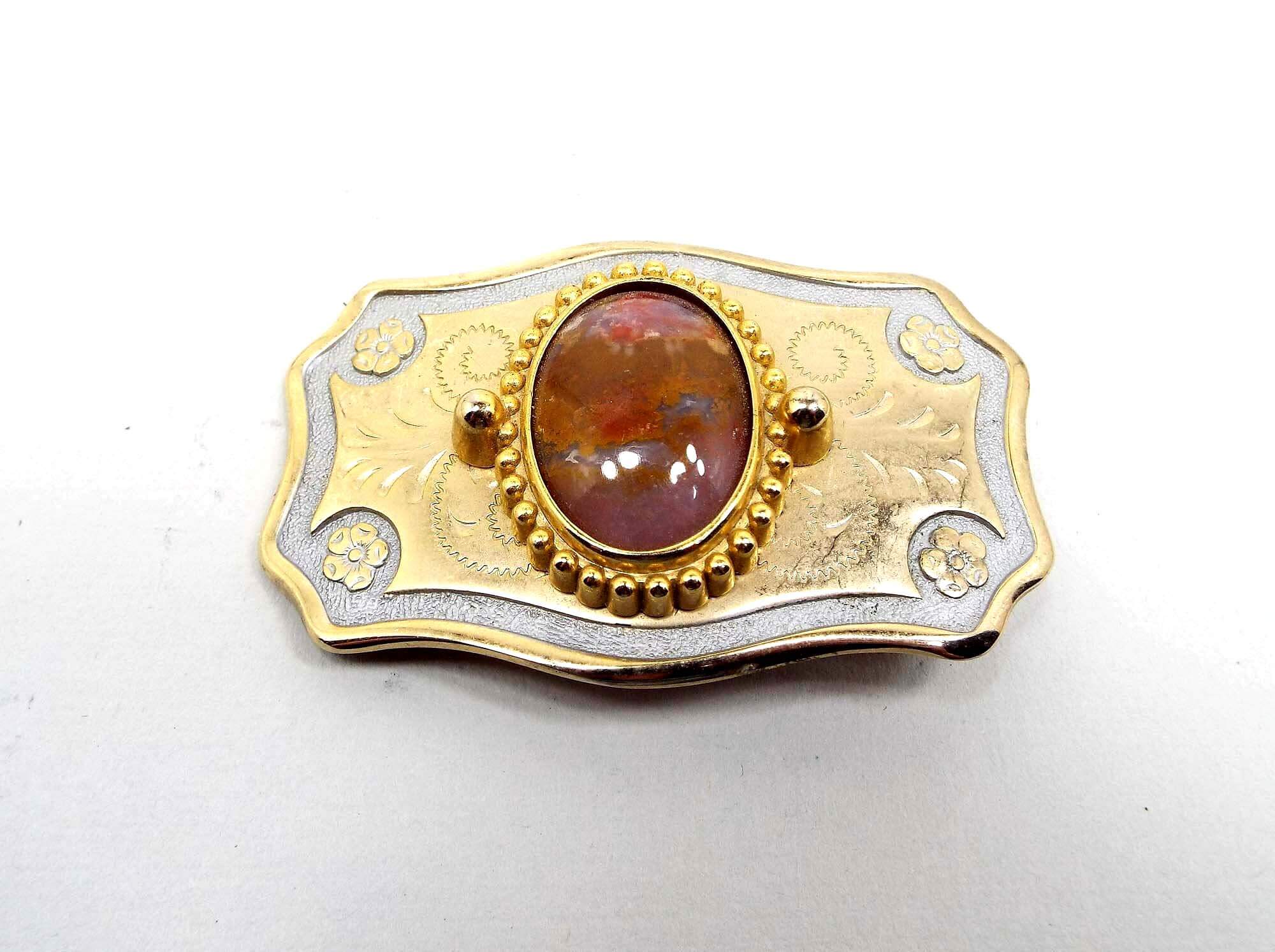 Smaller Sized Vintage Agate Gemstone Belt Buckle