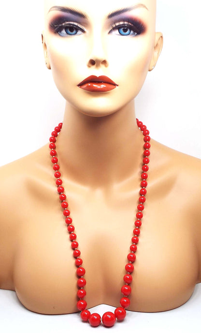 Red Vintage Lucite Beaded Necklace