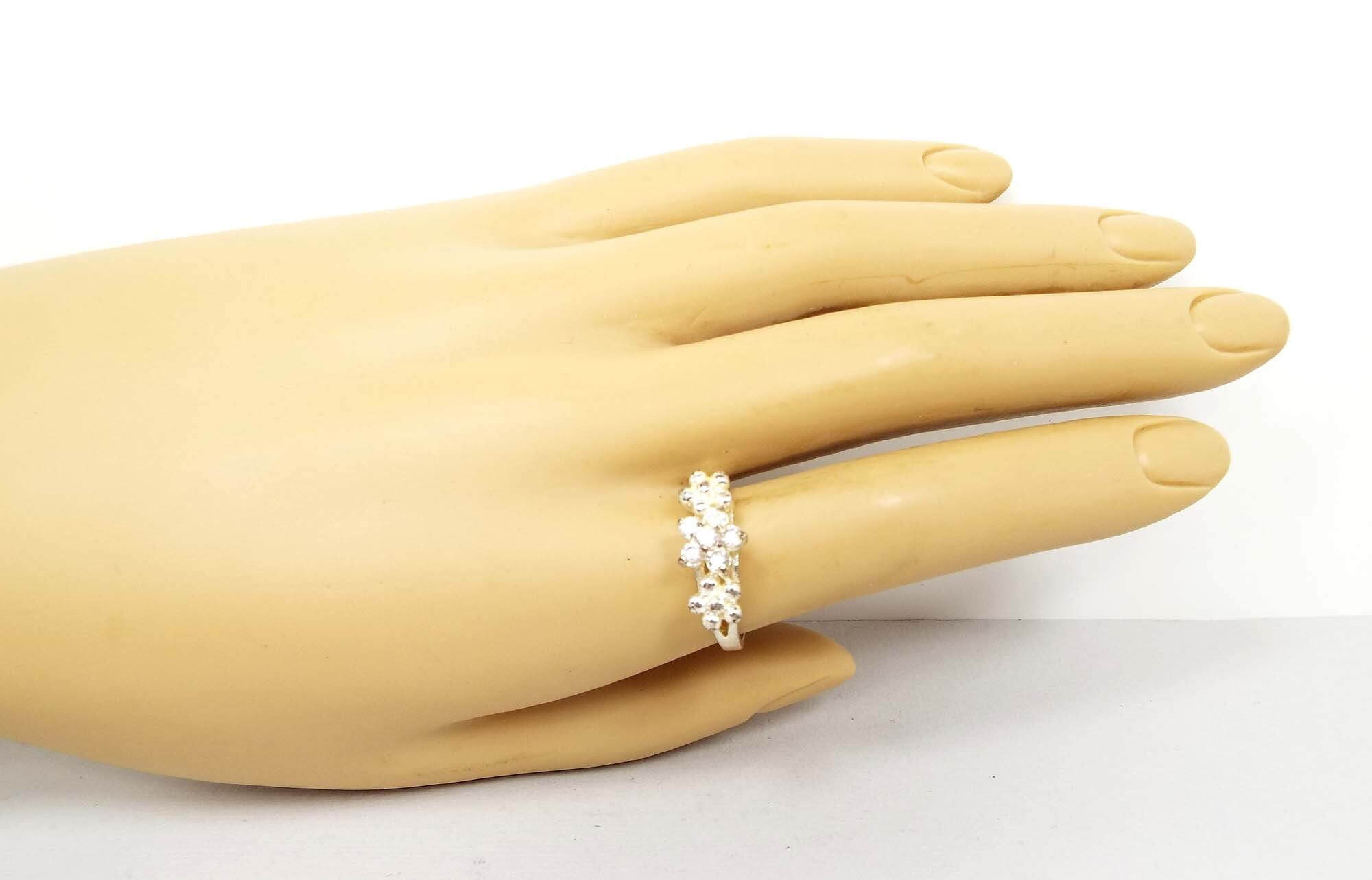 Anillo de flor de diamantes de imitación vintage