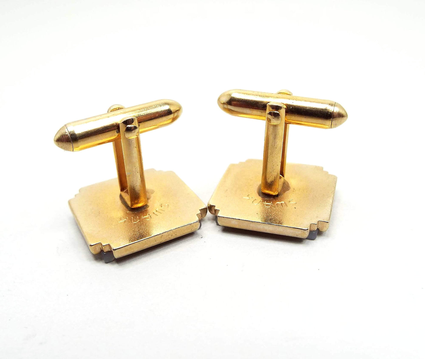 Swank Carved Mother of Pearl Vintage Cufflinks, Pearly White Cuff Links
