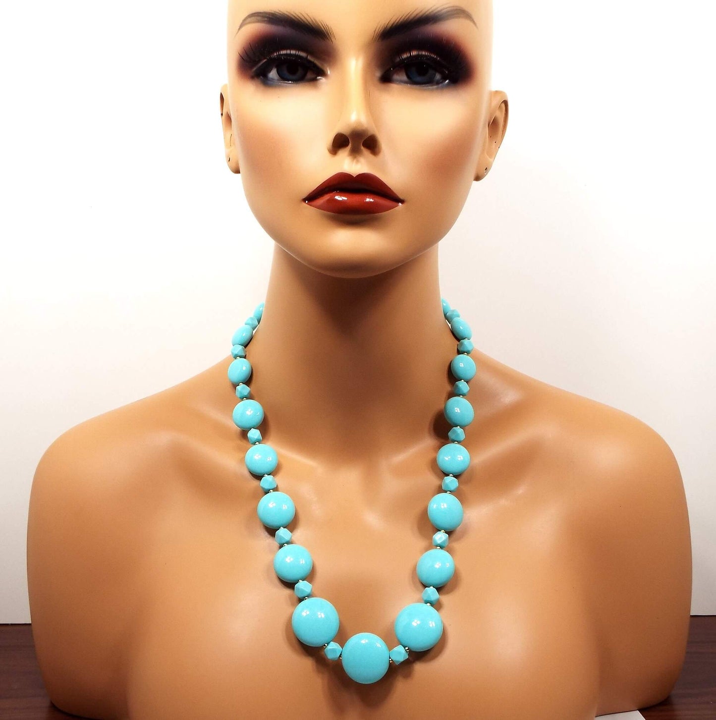 Blue Vintage Lucite Beaded Necklace