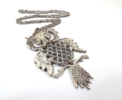 Large Owl Vintage Pendant Necklace