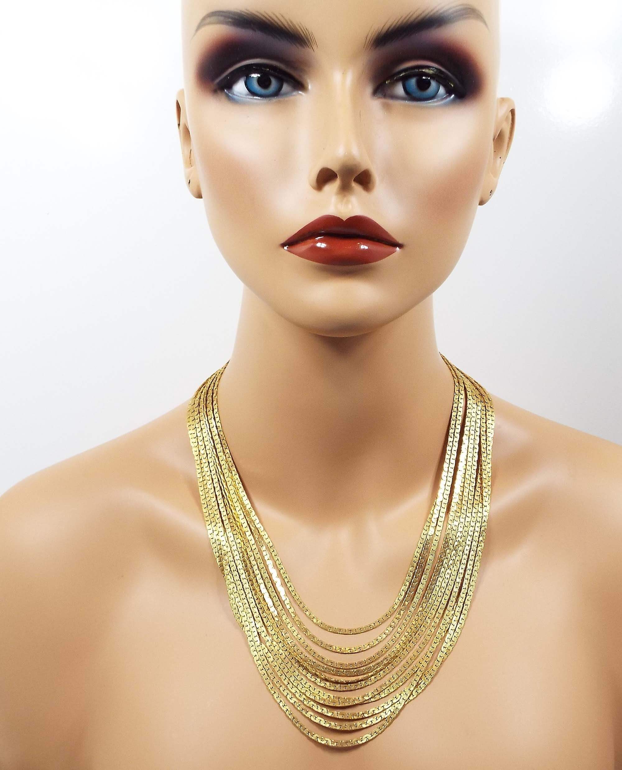 D'Orlan Vintage Multi Strand Chain Necklace
