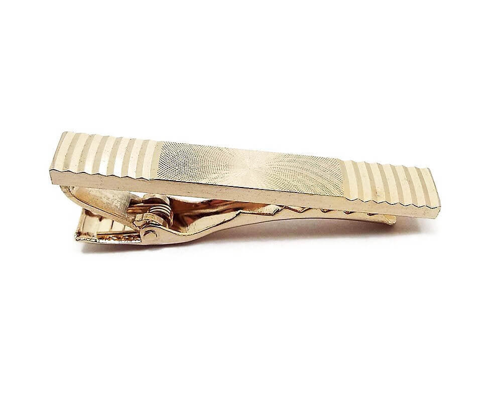 Vintage Tie Clip Clasp with Etched Optical Illusion Design