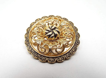 Filigree Pearly Off White and Gold Tone Vintage Scarf Clip