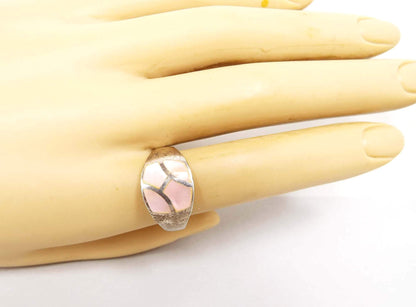 Sterling Silver Pink Dyed Mother of Pearl Vintage Band Ring