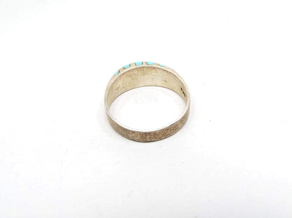 Sterling Silver Vintage Blue Dyed Magnesite Band Ring