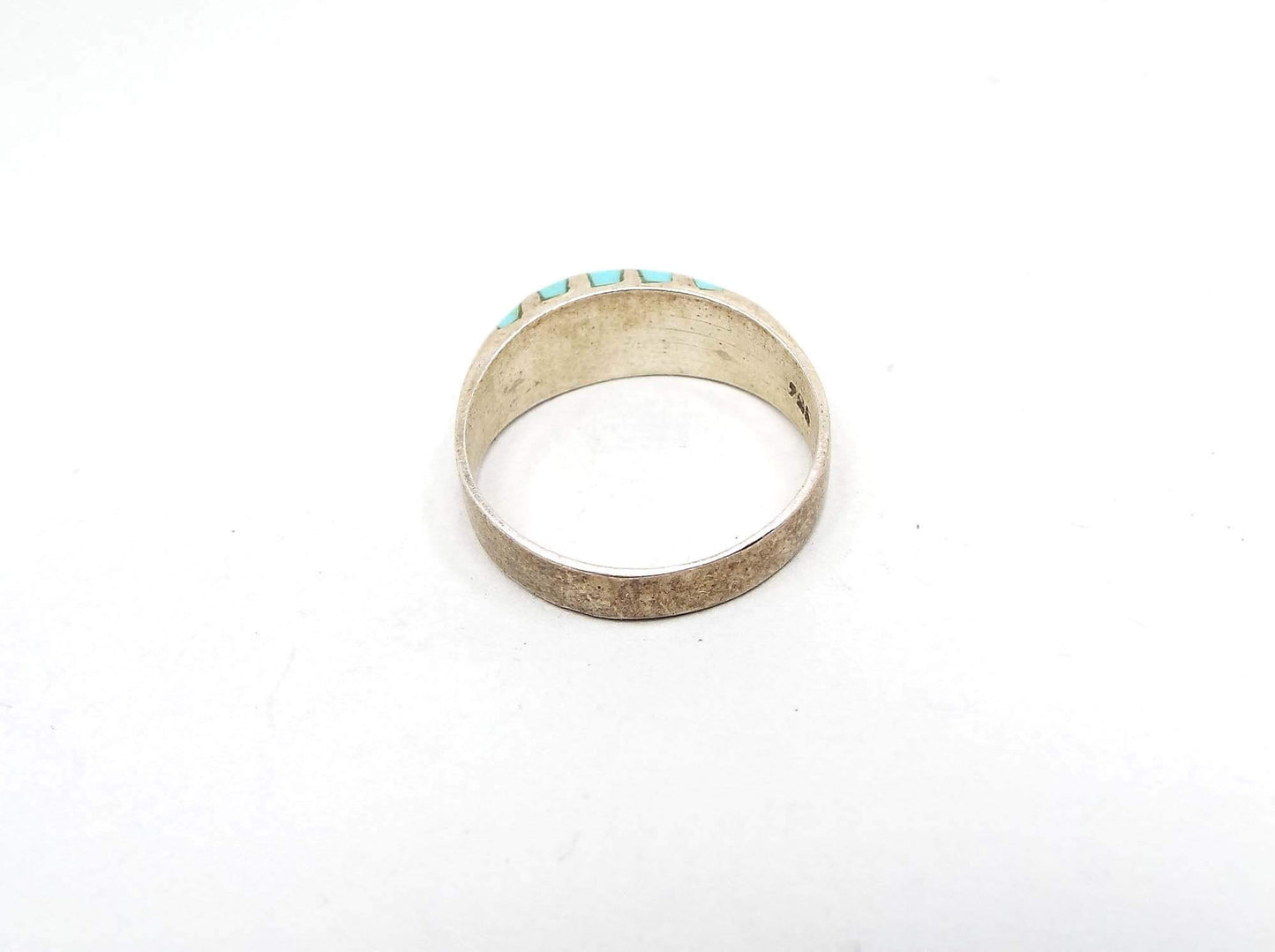 Sterling Silver Vintage Blue Dyed Magnesite Band Ring