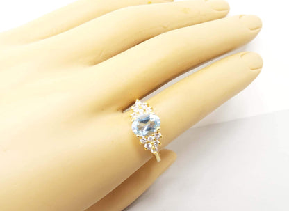 Blue Topaz and Cubic Zirconia Vintage Cocktail Ring