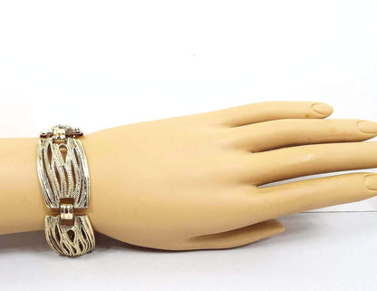 Gold Tone Filigree Vintage Link Bracelet