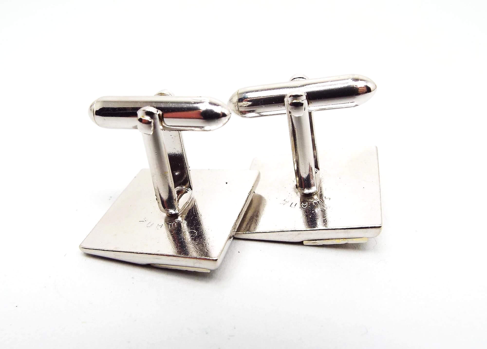 Swank Two Tone Vintage Cufflinks, Etched Cuff Links