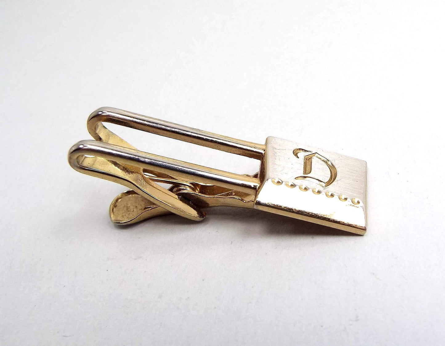 Hickok Two Tone Letter Initial D Vintage Tie Clip Clasp
