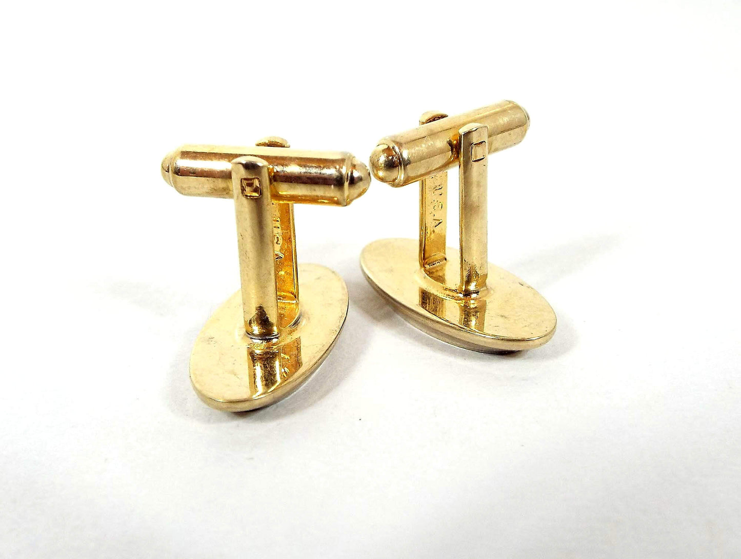 Hickok Two Tone Letter Initial J Vintage Cufflinks, Mid Century Cuff Links