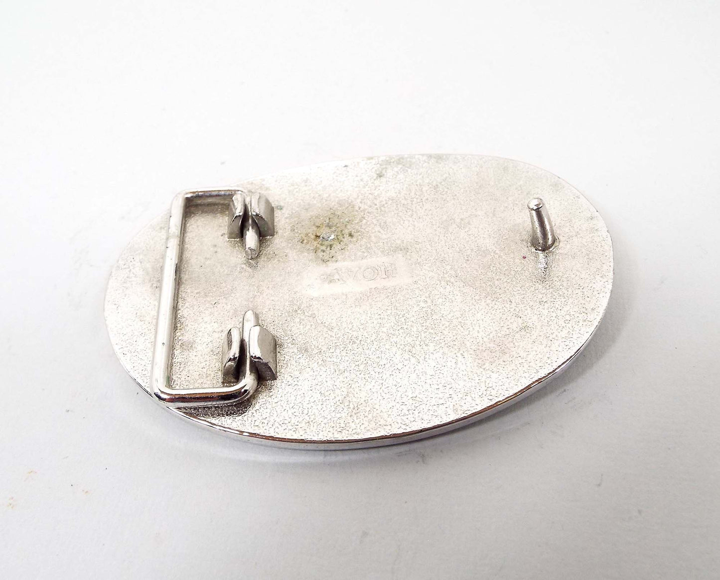 Gray and Silver Tone Avon Vintage Saddle Belt Buckle