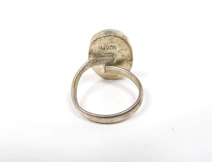 Adjustable Alpaca Vintage Flower Ring