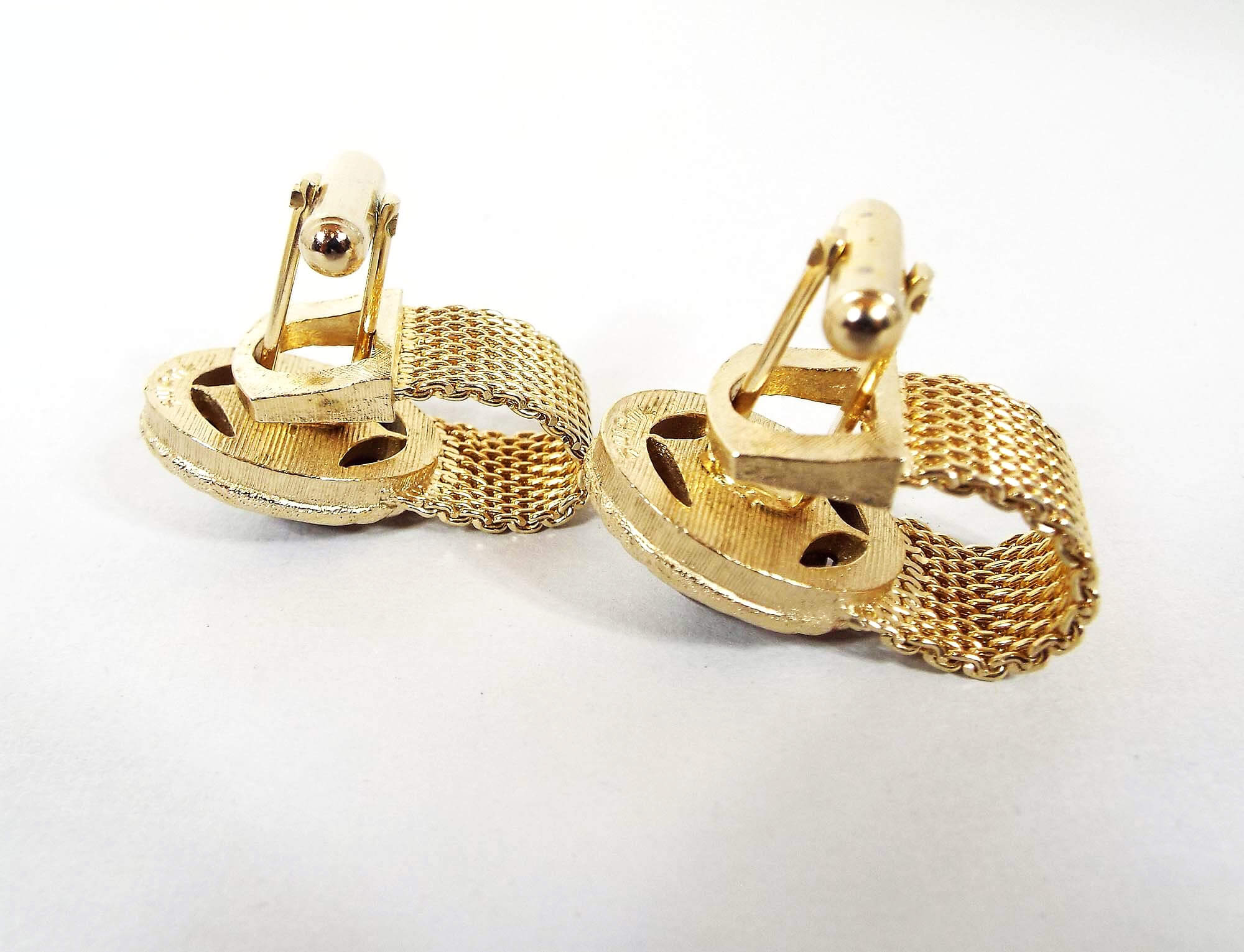 Gemelos vintage envolventes de malla Moonglow marrón Swank
