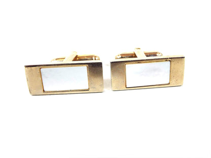 Rectangle Mother of Pearl Vintage Cufflinks, Shell Cuff Links