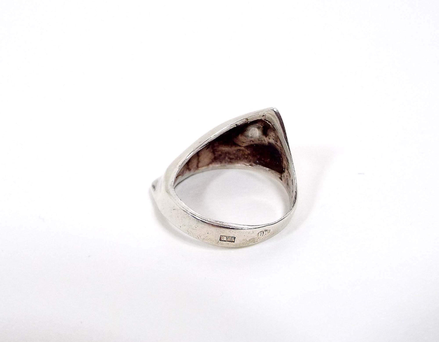 Polish 875 Silver Angled Modernist Style Vintage Ring