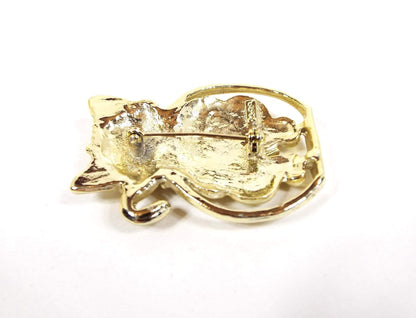 AJC Cat in the Fish Bowl Vintage Brooch Pin