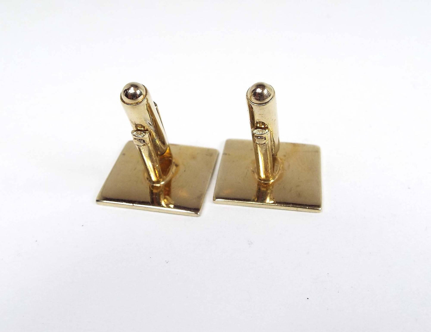 Anson Vintage Matte Gold Tone Cufflinks with Diamond Cut Etched Design, Square Cuff Links