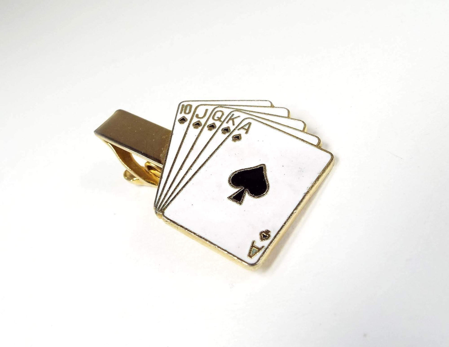 Enameled Vintage Playing Cards Tie Clip Clasp