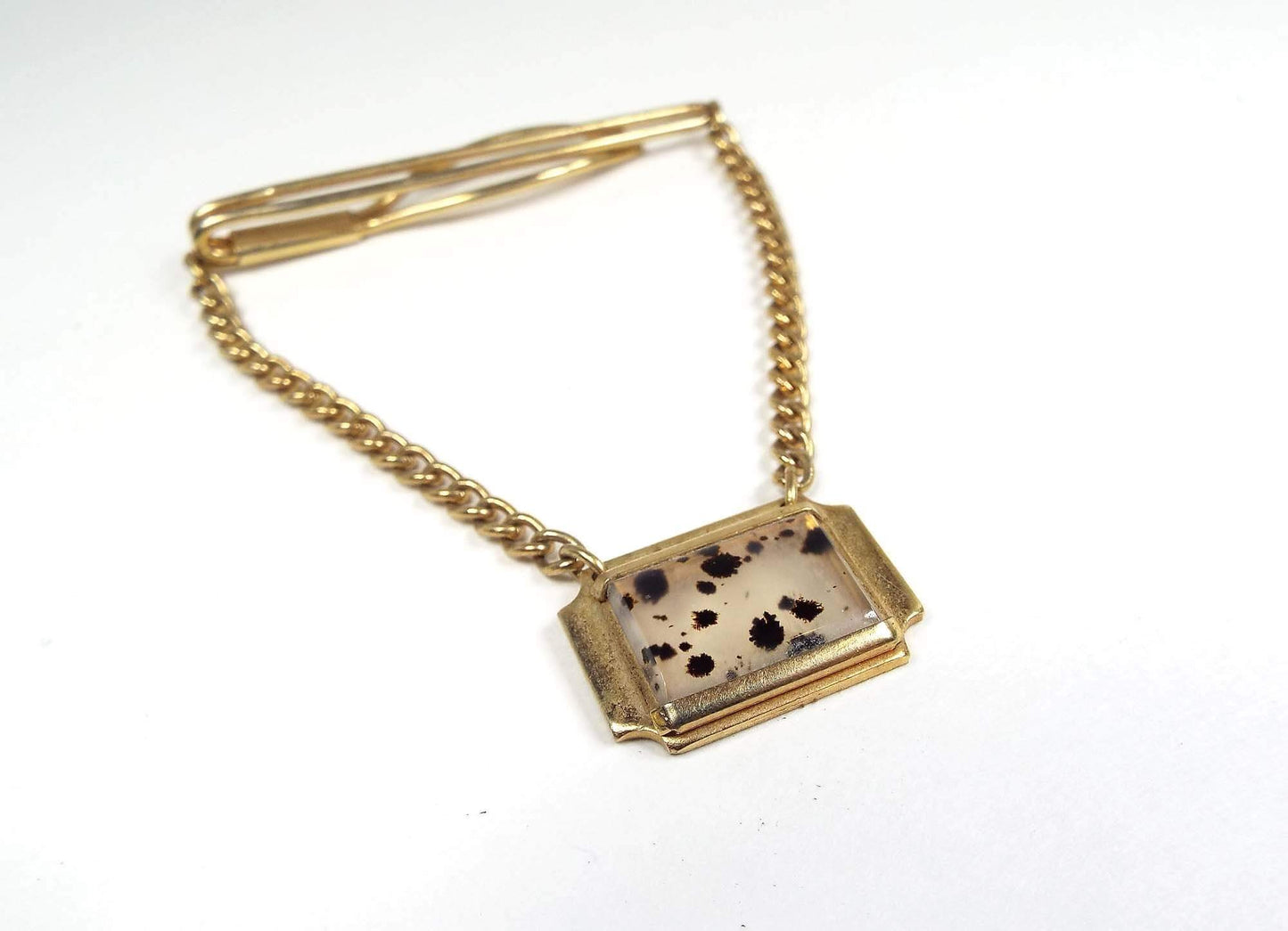 Manleigh Dendric Agate Gemstone Vintage Tie Chain Bar