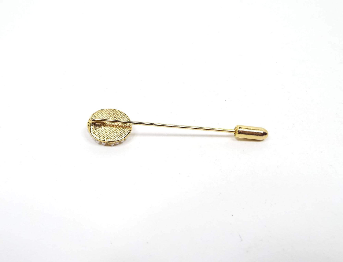 Floral Vintage Stick Pin with Mother of Pearl Cab