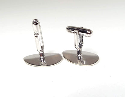 Anson Sterling Silver Vintage Cufflinks, Engraved Etched Cuff Links